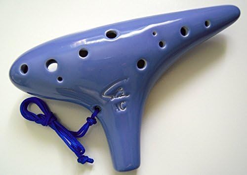 Focalink Alto C 12 Holes Ceramic Ocarina - Easy to Learn, Good for Beginner & Great Gift. Linn's Arts! (Blue)