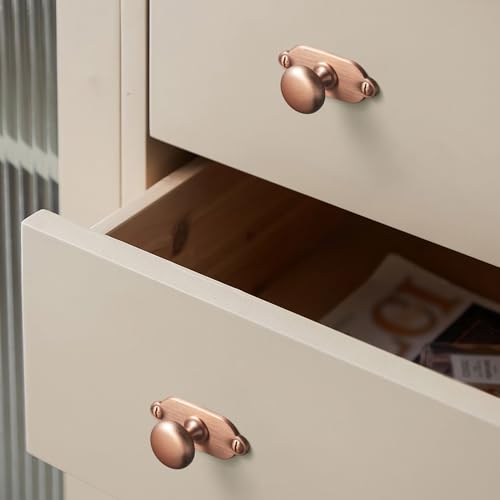 Image of Goo-Ki Brushed Copper Zinc Alloy Cabinet Large Knob with Backplate - Single Hole Center Cabinet Pull Hardware for Bedroom, Kitchen, 2 Pack(8611-G013)