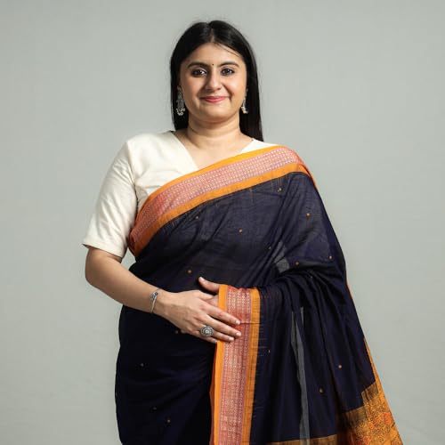 Image of Ikat Women's Pure Cotton Saree Traditional Craftsmanship Double Ikat Weaving Floral Handmade Ethnic Saree without Blouse Piece