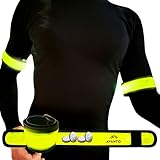 AVANTO Running Led Armband with Extra Batteries, High Visibility Safety Lights 2-Pack, Reflective Arm Bands for Runners, Slap Bands, Running Lights for Runners, Reflective Gear for Walkers (Yellow)
