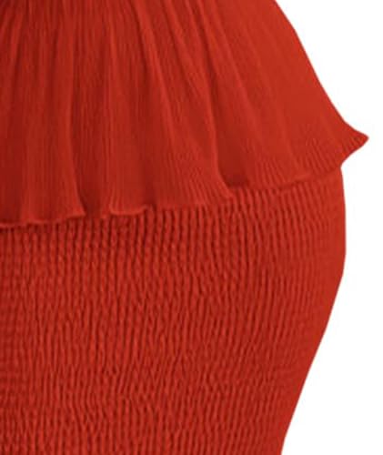 Image of SEMATOMALA Women's Boho Tube Top Tiered Ruffle Slim Fitted Maxi Dress Smocked Vacation Holiday Long Dress