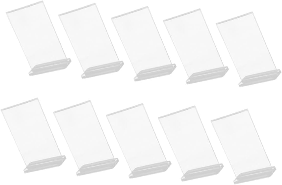10pcs Shaped Acrylic Menu Holder for Restaurant Double-sided Price Display Stand Desktop Sign Holder for Bar Office and Home Use
