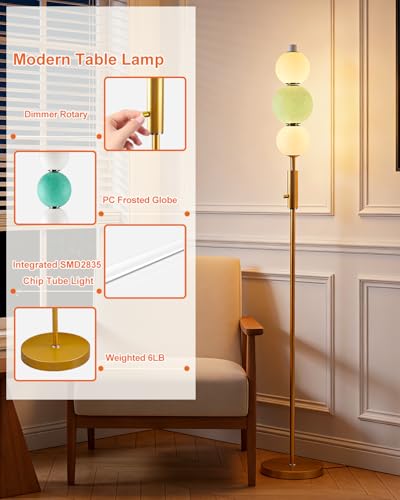 Image of Lightdot Globe Floor Lamp with 3 Color Temperatures Smart LED Bulbs Included, Dimmable Unique Corner Floor Lamp, Blue Modern Standing Lamp Tall Lamp for Living Room /Bedroom /Gaming Room /Decor Office