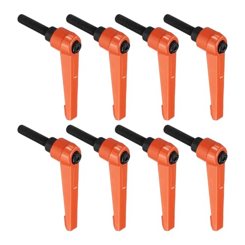Image of uxcell 8pcs Lever Adjustable Handles M8 x 30mm Metric Male Thread, Level Clamping Handle Hand Stud Knobs Rotating Screw Handles Bolts with Locking Lever, Orange