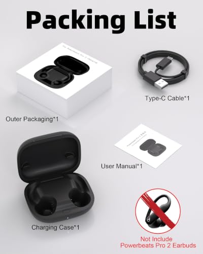 Image of Charging Case Replacement for Powerbeats Pro 2 : Wireless Earbuds Charger Case with Bluetooth Pairing Sync Button, 600mAh Battery, Earbuds Not Included
