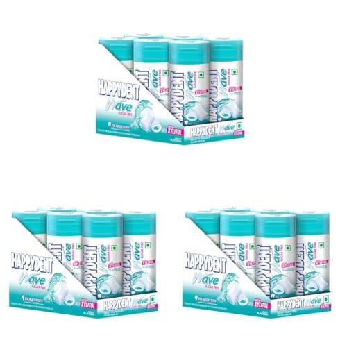 Image of Happydent Wave, Xylitol Sugarfree Mint Flavour, Bubble Gum Bottle Pack, 231.2 g- Pack of 24