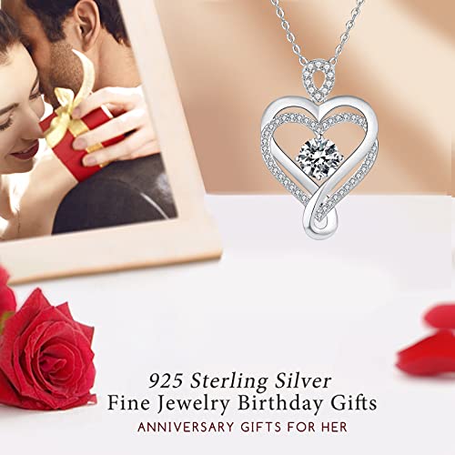 Wtyim 1Ct Moissanite Diamond Heart Necklaces For Women White Gold Sterling Silver Infinity Heart Pendant Necklace Birthday Christmas Gifts For Her Wife Mom Girlfriend Sisters #TOP5