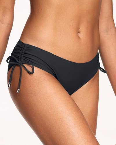 Womens Low Rise Bikini Bottoms - Side Tie Bathing Suit Swim Bottom Ruched Swimsuits Swimwear4