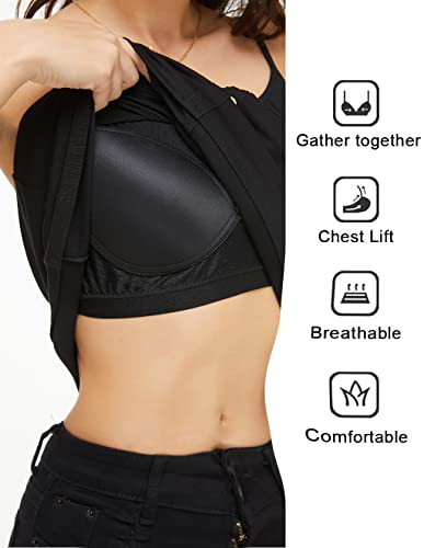 Image of Camisoles for Women with Built in Bra Adjustable Strap Tank Tops Cami Sleeveless Summer Tops for Workout Sleeping Traveling