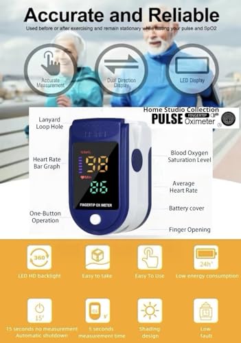 Home Studio Collection LK87 Finger Pulse Oximeter Larger Display Blood Oxygen Monitor thumb #3