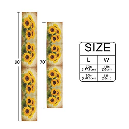 Naanle Double-Sided Vintage Sunflower Floral Polyester Table Runner Cloth Cover Bed Dresser Scarf Runners 13" W X 90" L Party Hotel Dinning Table Top Decoration #TOP2
