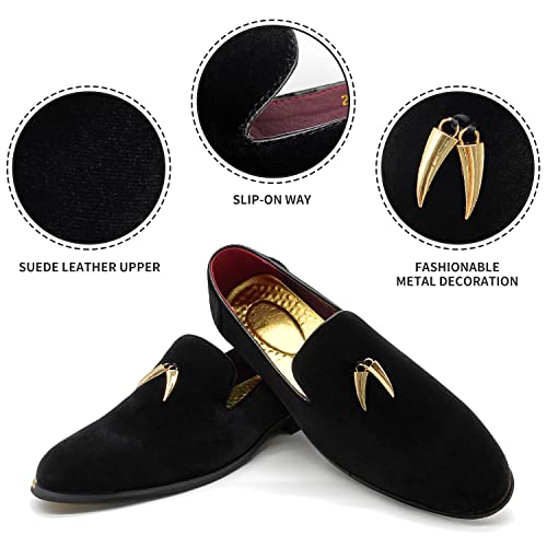 MHB Men's Penny Slip-On Velvet Loafer Suede Dress Shoes Glitter Smoking Slipper4