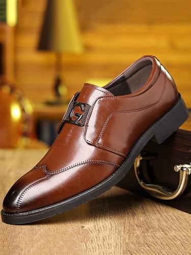 Santimon Men's Leather Slip-On Loafers Luxury Business Dress Shoes for Formal Events, Office, Weddings2