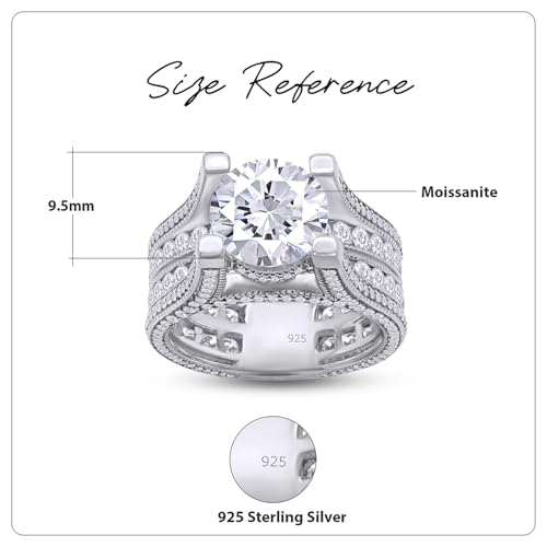 SAVEARTH DIAMONDS Bridge Style, 5 Carat Center 9MM Round Cut Lab Created Moissanite Diamond Solitaire Bridal Engagement Ring For Women In 14K Gold Over Sterling Silver (VVS1 Clarity 5 Cttw)3