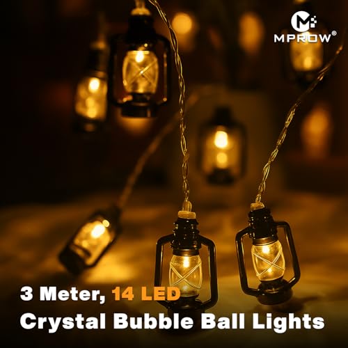 Image of MPROW Water Drop LED String Lights, 14 Warm White Fairy Lights, Plug-in Decorative Lights for Indoor Outdoor (Lantern Warm White, 3m, 14)