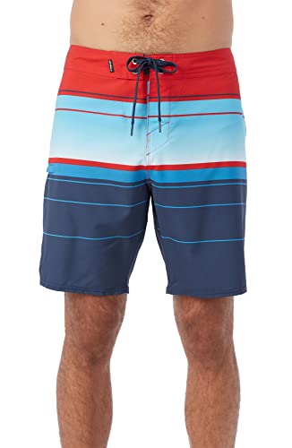 O'NEILL Mens Hyperfreak Heat Stripe 19 Swim, Red White Blue, 30