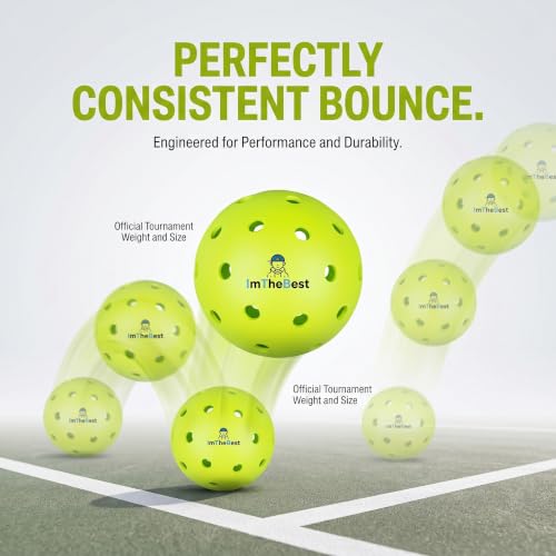 Image of ImTheBest Pickleball Balls, 40 Holes Pickle Balls Pack of 6 Pieces for Outdoor Indoor Sports Play, High Bounce Durable Pickleballs for All Types Paddles, Gifts for Pickleball Lovers