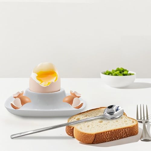 ZYDYRX Qaixwuyi 8 Stück Eierhalter Set Eierbecher Weiß Stapelbar Eierbecher mit Boden Melamin Eierteller Eierplatte Eierbehälter Eierträger Eierständer für Restaurant Frühstückset Zuhause Küche – Bild 5