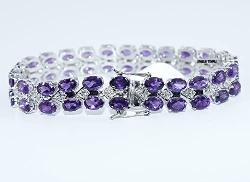 925 Silver Bracelet Bangle For Girls Woman Charm Amethyst 4X6 Mm #TOP5