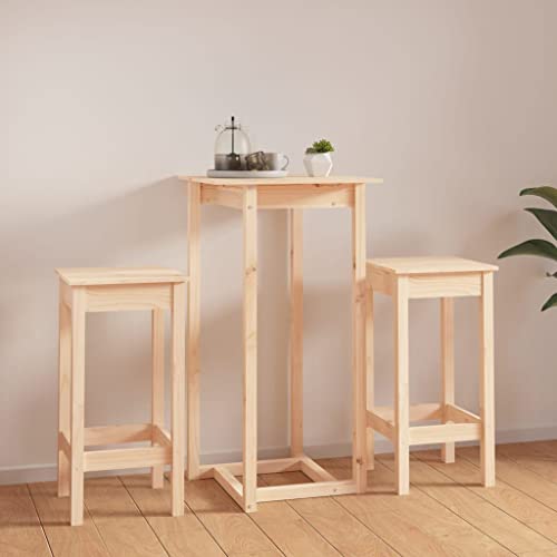Juego de comedor de madera de pino con mesa extensible de 3 piezas para cocina 2