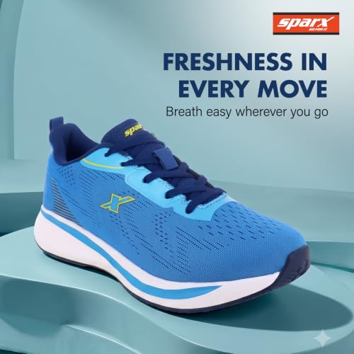 Image of SPARX Sports Running Shoes for Men - Lightweight Breathable Lace-Up Athletic Shoes with Cushioned Comfort, Shock Absorption, Durable Grip, Flexible Sole & Everyday Walking Performance