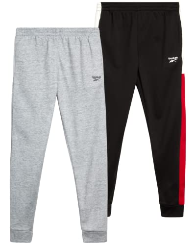 Reebok Boys' Active Joggers - 2 Pack Fleece Athletic Sweatpants (Size: 8-20), Size 14-16, Medium Grey #TOP5