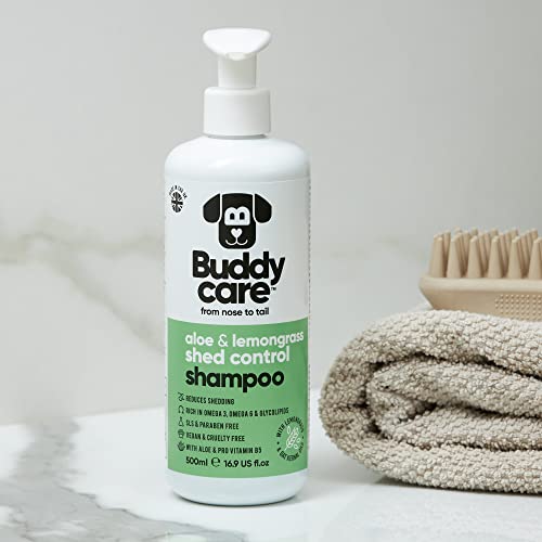 Fellpflege-Shampoo von Buddycare - Shampoo zur Kontrolle des Haarausfalls bei Hunden - Mit Aloe Vera und Pro-Vitamin B5 (500ml)