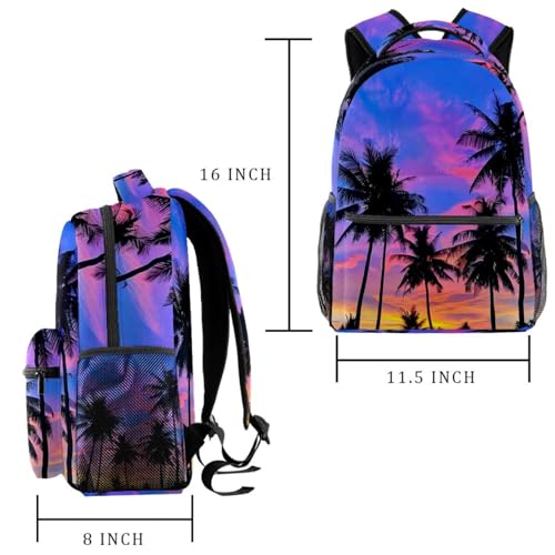 Sac à dos motif palmier avec bretelles confortables pour voyage et école - 2