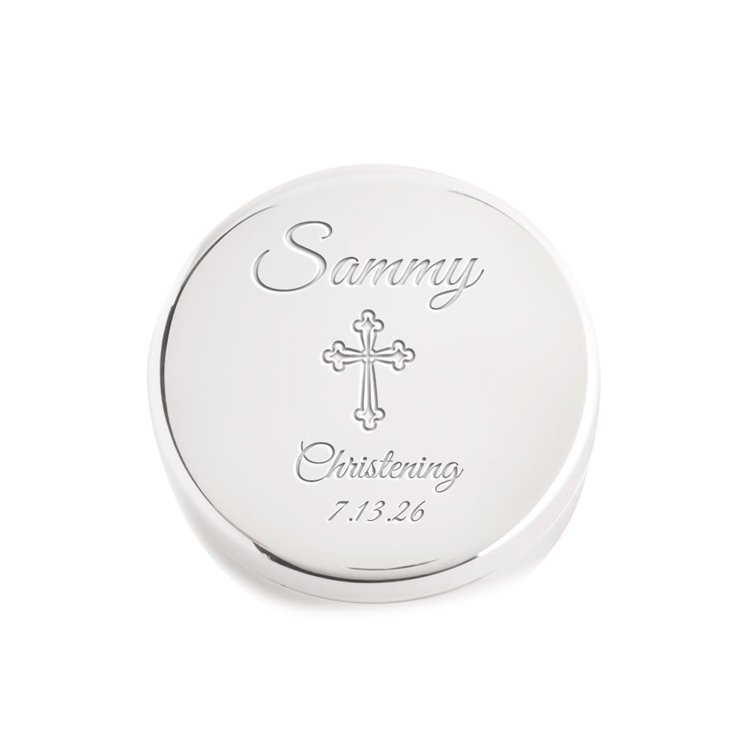 Cherished Moments Personalized Christening Round Jewelry Box