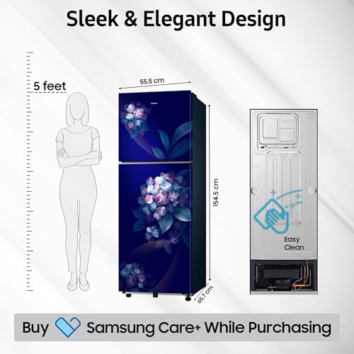 Image of Samsung 236 L, 2 Star, Convertible, Digital Inverter Frost Free Double Door Refrigerator (RT40H28U2HSHL, Hydrangea Blue, 2026 Model)
