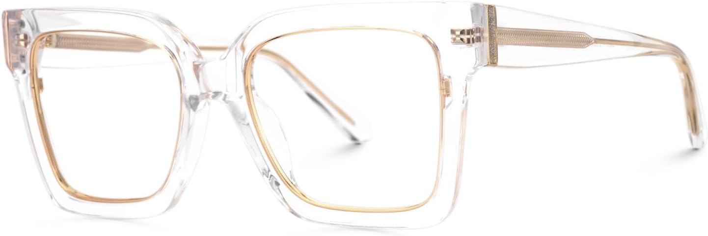 VOOGLAM Square Blue Light Glasses for Women Men Anti Eyestrain Dry Eyes Computer Phone TV Eyewear Ibrahim