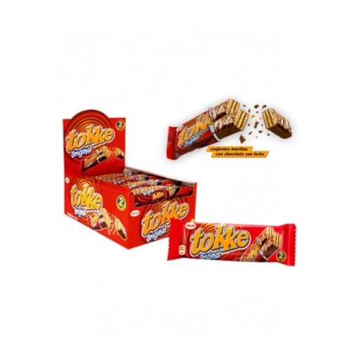 iChuches - 30U Barritas de Barquillo Crujiente con Chocolate con Leche | Snack Dulce Energético | Formato Expositor | Chocolates Valor | Pack 30 Unidades con 2 Barritas por Envase (Toke)