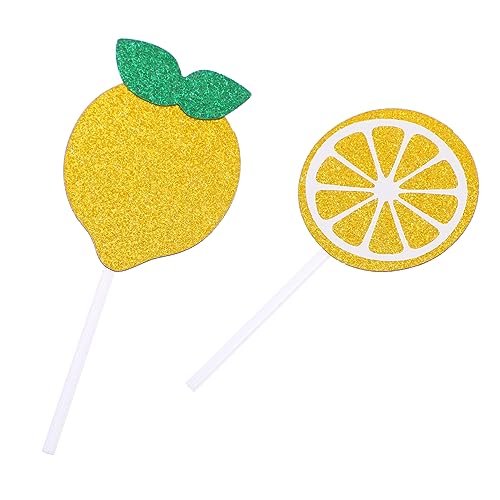 WEKADRIN 24piezas Decoraciones De Cumpleaños De Limón De Toppers Para Adornos Para Fiesta Temática De Limón Fácil Uso y Diseño Atractivo