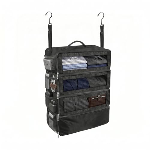 Hanging Packing Cubes for Suitcase, Travel Luggage Organizer, Easy Packing for Carry-On, Black, KOYOME