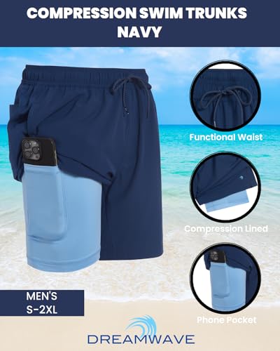 Mens Swim Trunks with Compression Liner Anti Chafing 7 inch Inseam Stretch Quick Dry Swim Shorts with Phone Pocket4