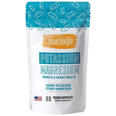 SMART FOR LIFE Potassium Magnesium Supplement – High Absorption Magnesium Complex – 90 Vegan Capsules - Magnesium and Potassium Supplement for Vascular Health, Magnesium for Leg Cramps and Sleep 90 ct Cover