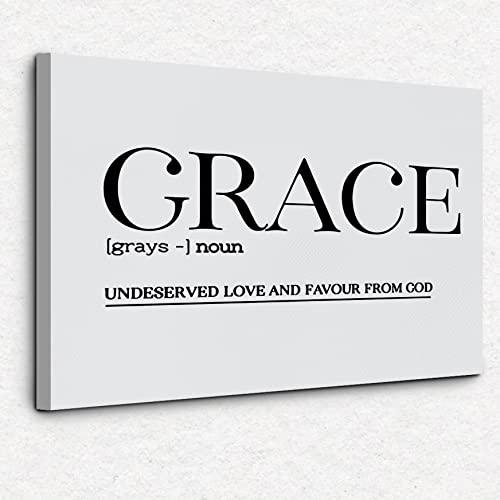 Image of Nogrit Christian Bible Verse Wall Art Christian Pictures Wall Decor for Home Prayer Room Grace Canvas Wall Art, Grace Definition11x14
