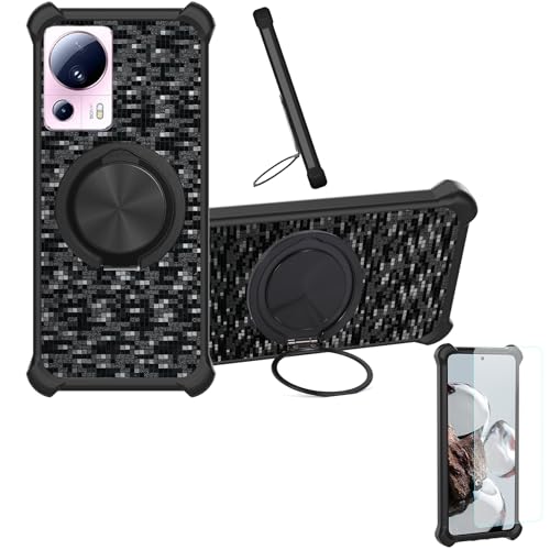 �Ή� Xiaomi Mi 13 Lite 5g �P�[�X Phone Case [1�� 9H+�d�x���� �K���X�t�B����][360°��]���X�^���h�A�}�O�l�b�g��]CX-11-HEI