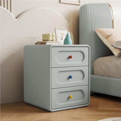 HJYBFA Mesita de Noche Moderna Madera Maciza con 3 cajones y Mueble de almacenaje Forrado en Cuero, Ideal para Dormitorio y Sala de Estar (Rosa, 30 cm)