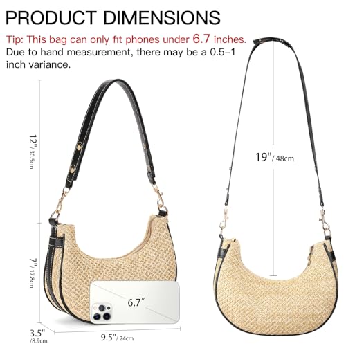 Image of RNIEGA Small Straw Beach Bags for Women Summer Shoulder Bag Woven Tote Purse for Vacation Daily