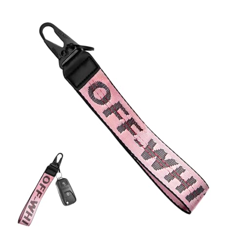 Image of DXNQ Car Keychain, Fabric Keychain Wrist Lanyard, Key Ring for Cars Keys Wallets Jeans Decoration, Car Accessories (Pink)