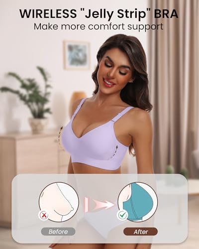 Image of HORISUN Comfortable Seamless Full Coverage Bra for Women Wireless Bras with Soft Support Regular and Plus Size