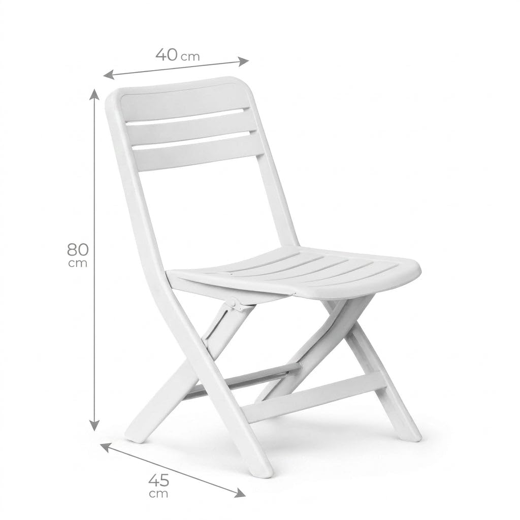 HEMAX Set 4 Sedie Pieghevoli Plastica Bianca Giardino Salvaspazio Gardenia | Sedute Richiudibili da Esterno Terrazzo Balcone Mobili per Eventi Catering Leggere e Resistenti Facili da Pulire Comode Casa