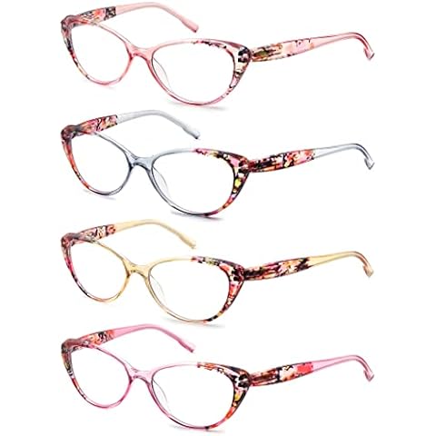 HEEYYOK Reading Glasses Womens Blue Light Blocking Cat Eye Readers Glasses +2.00 Floral/Flower Pattern Stylish Lightweight Frame 4 Pack Cover