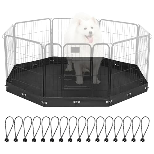 Colewin Dog Playpen Bottom Pad, Floor Protector Dog Playpen Bottom Cover for 24in 8 Panels Play Pen, Dog Pen Bottom Covers Double as Top Covers(Black)(Playpen Not Included)