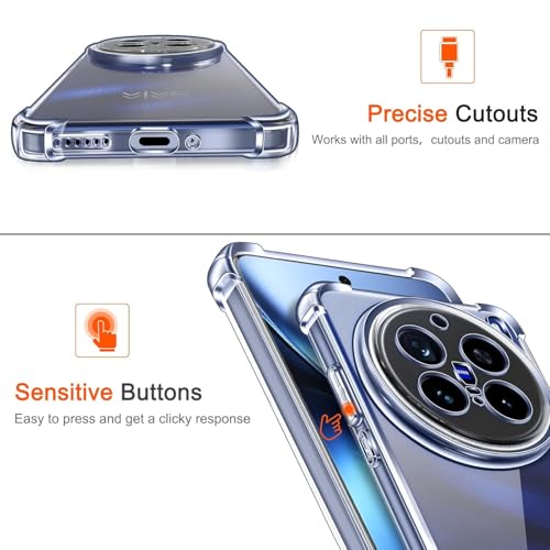 Image of Lustree Compatible with vivo X200 Pro 5G Back Cover| Clear + TPU Case with 4 Corner Air Cushion Protection & Camera Protection | Slim& Stylus Cover for vivo X200 Pro 5G