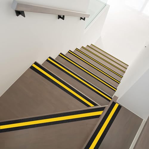 COSIMIXO Fita antiderrapante de 5 cm x 16,5 m com faixa refletiva, fita antiderrapante para degraus