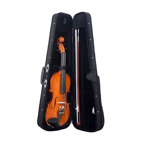 Image of Velvet Strings | 4 /4 Violin With Bow, Rosin, Hard Case V001, for Beginners, Kids and Semi Professionals (Light Brown)