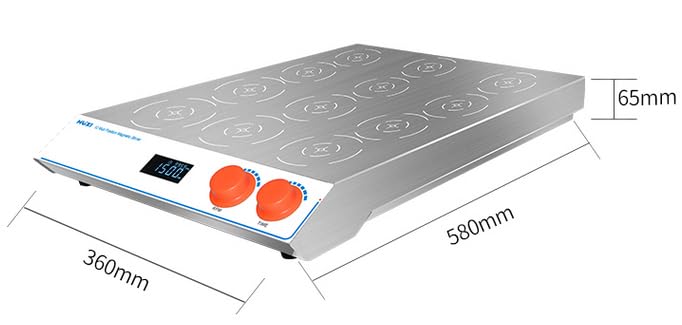 12 Multi-Position Magnetic Stirrer Lab Stirrer Mixer Magnetic Stirring with Mixing Points 12 Speed Range 30 to 1500rpm Mixing Position Distance 100mm Capacity 500ml Power 150W
