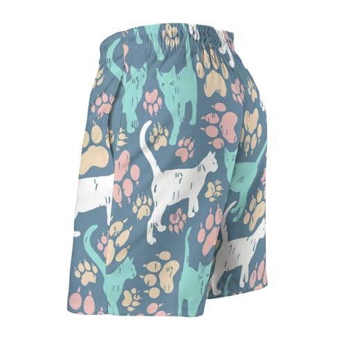 Shorts de bain homme chat blanc maillot de bain séchage rapide taille M